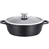 Los mejores  - Kamberg - 0008040 - Olla Baja 24 cm - Aluminio Fundido- Revestimiento Piedra antiadherente - Tapa de Vidrio - Todos los…